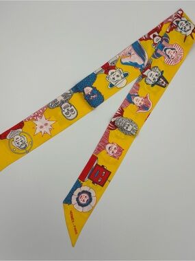 Hermès Dress Code Pierre Marie Silk Twilly Scarf Yellow Red Blue Print